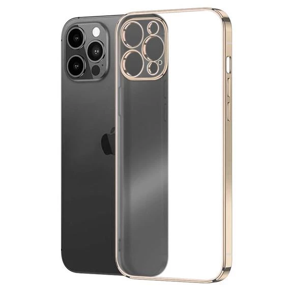 Vendas iPhone 13 Pro Max Gbox Shining Serisi Mat Arka Tasarım Renkli Kenarlı Elektroplated Silikon Kılıf + 5D Cam Ekran Koruyucu