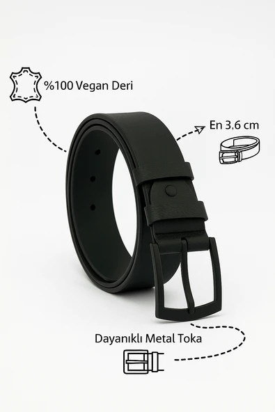 Louisiana Polo Kırılmaz Suni Deri Erkek Spor Kemer Siyah 0152 - 8
