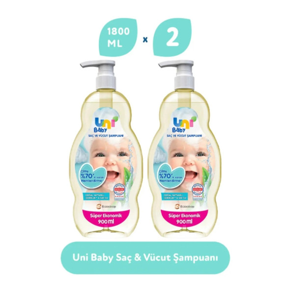 Uni Baby 900 ml 2'li Bebek Şampuanı