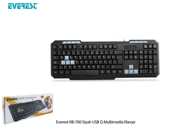 EVEREST KB-700 SİYAH USB Q MULTİMEDYA KLAVYE