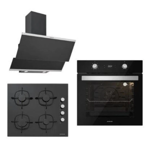 Silverline Siyah Ankastre Set 6 ( 3420b - Cs5335s01 - Bo6504b01 ) ürün görseli 1