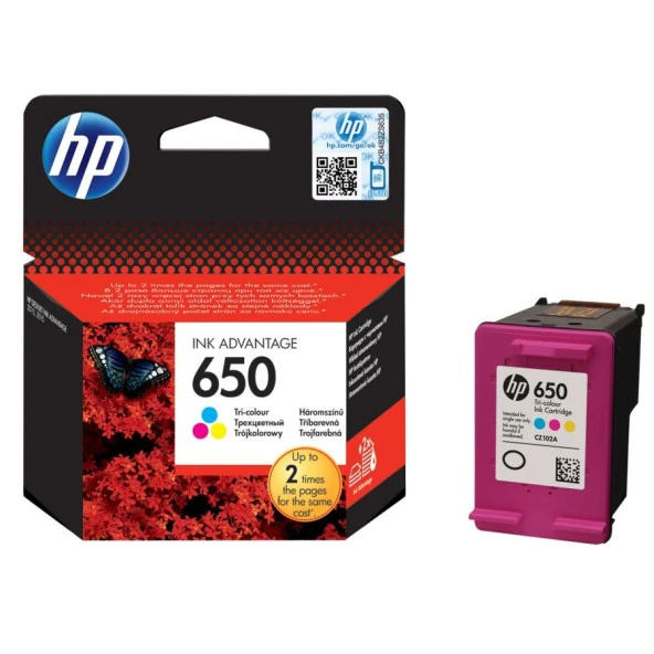 HP 650 Üç Renkli Mürekkep Kartuşu 2515-3515-1515 CZ102AE