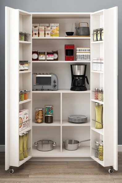 Avmpark Ervin Airfry Kahve Köşesi Erzak Dolaplı Çift Kapaklı Çok Amaçlı Dolap - 4