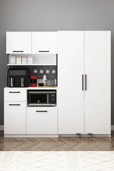 Avmpark Ervin Airfry Kahve Köşesi Erzak Dolaplı Çift Kapaklı Çok Amaçlı Dolap - 1