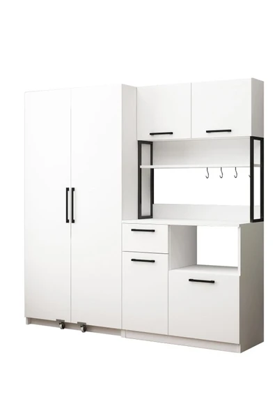 Avmpark Ervin Airfry Kahve Köşesi Erzak Dolaplı Çift Kapaklı Çok Amaçlı Dolap - 5