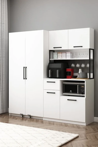 Avmpark Ervin Airfry Kahve Köşesi Erzak Dolaplı Çift Kapaklı Çok Amaçlı Dolap - 2