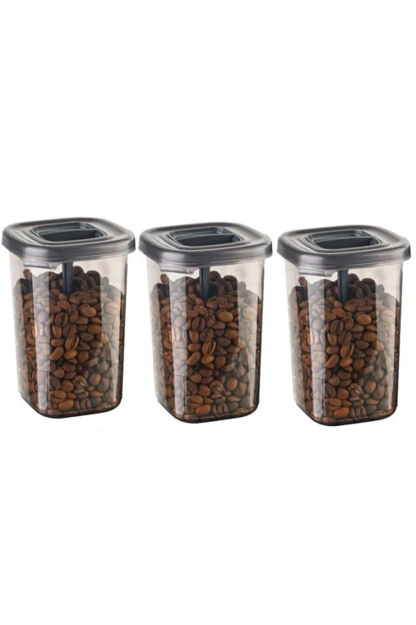 3 Adet Mika 450cc Kaşıklı Baharatlık Çay Kahve Kutusu Saklama Kabı - 2