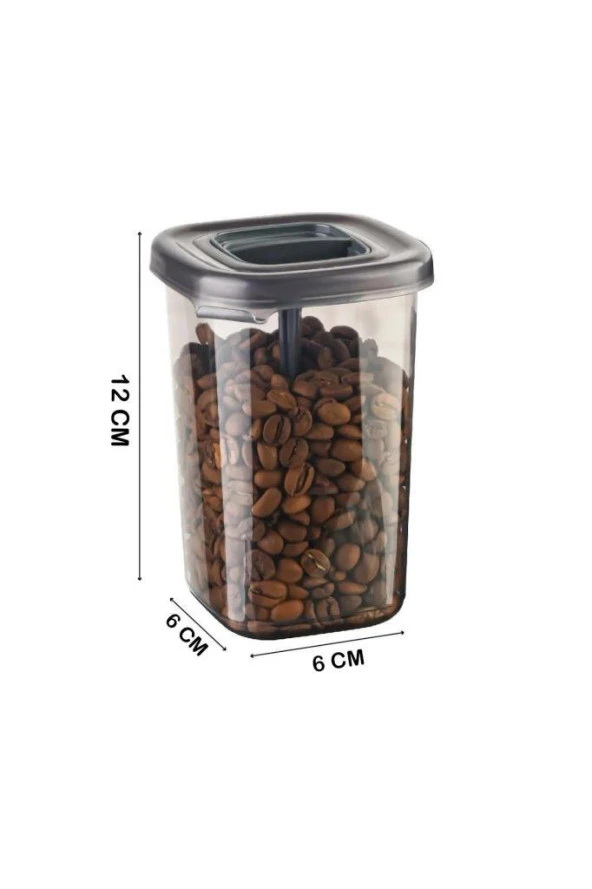 3 Adet Mika 450cc Kaşıklı Baharatlık Çay Kahve Kutusu Saklama Kabı - 3