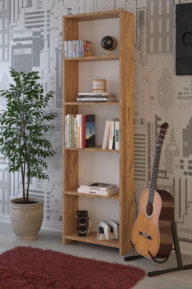 ABETE MOBİLYA 5 Raflı Kitaplık - Oyuncak Dolabı / Atlantik Çam - 3