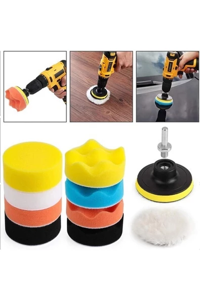 Germany Style 17 Parça Pasta Cila Oto Jant Temizleme Koltuk Yıkama Sünger Fırça Seti Matkapa Uyum - 6