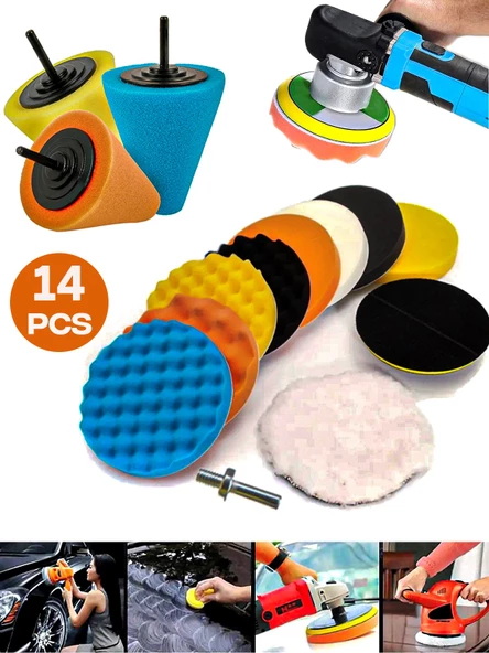 Germany Style 17 Parça Pasta Cila Oto Jant Temizleme Koltuk Yıkama Sünger Fırça Seti Matkapa Uyum - 2