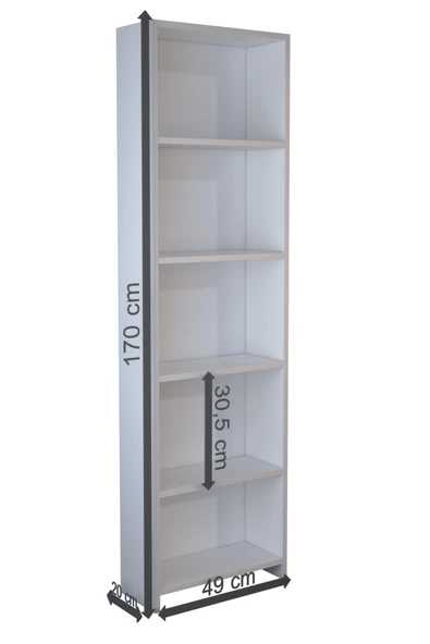 ABETE MOBİLYA 5 Raflı Kitaplık - Oyuncak Dolabı / Atlantik Çam - 4