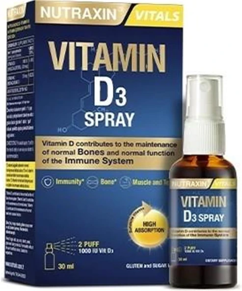 Nutraxin Vitamin D3 1.000 IU Sprey 30 ML - D3 Vitamini Sprey 1000 IU - 1