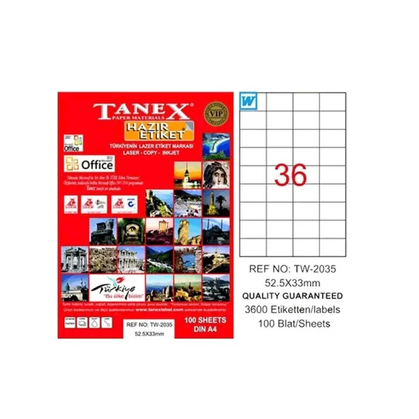 TANEX 52.5x33 LASER ETİKET TW-2035