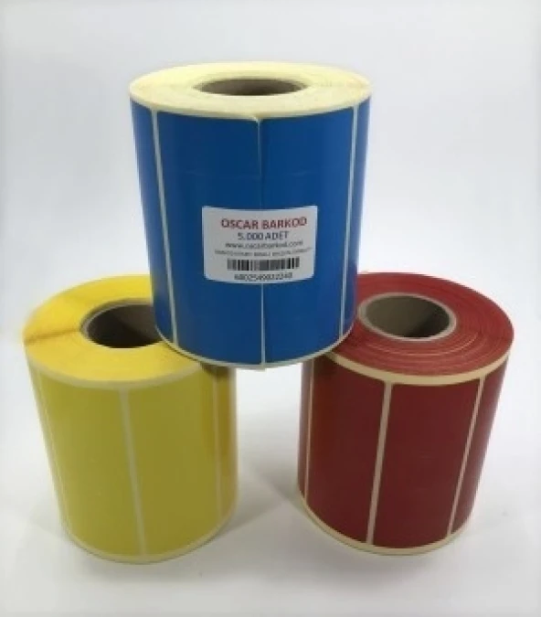 RENKLİ KUŞE ETİKET 40X20 5'Lİ 5000 ADET
