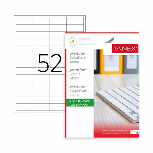 Tanex Laser Etiket Kod2022 x 50mm x 22mm