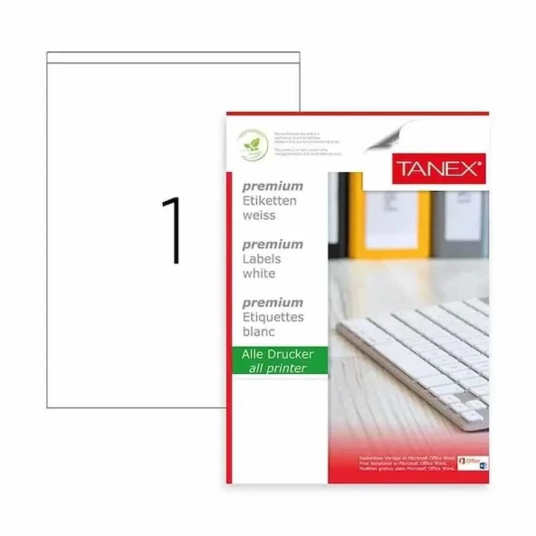 Tanex Laser Etiket Kod 2294 210mm x 294,86mm