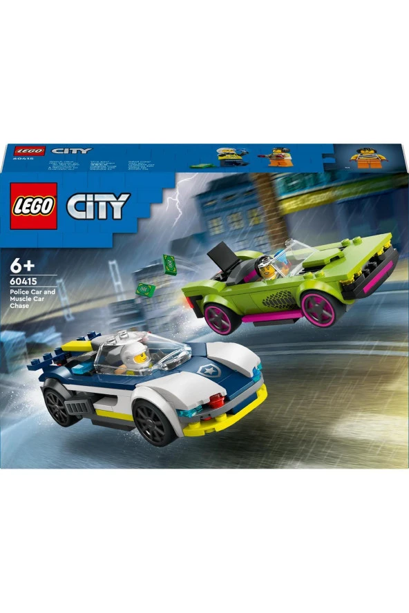 ® City Polis Arabası ve Spor Araba Takibi 60415 -  Yaratıcı Oyuncak Yapım Seti (213 Parça) - 3