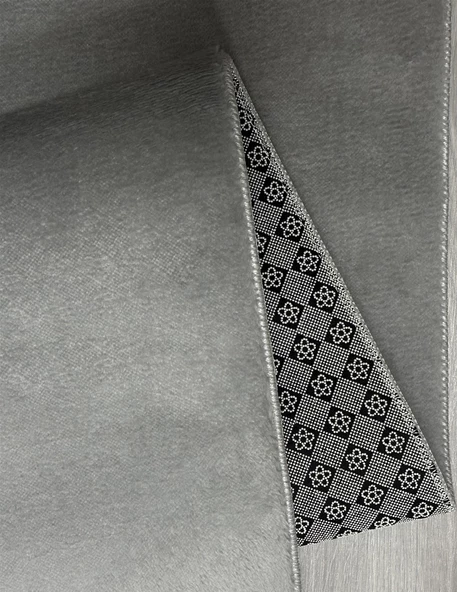 Dekoratif Puffy Peluş Yumuşak Yıkanabilir Kaymaz Taban Kesme Halı Yolluk Gri - 4