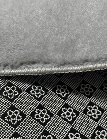 Dekoratif Puffy Peluş Yumuşak Yıkanabilir Kaymaz Taban Kesme Halı Yolluk Gri - 5