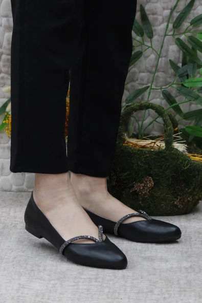 Fort Sdf 42227 Siyah Hafif Rahat Taban Şık Kadın Babet Günlük Ayakkabı - Resim 2