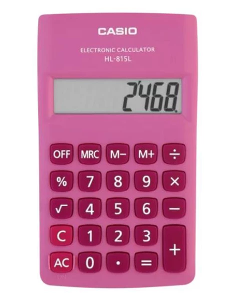 Casio HL-815L-PK 8 Hane Pembe Cep Tipi Hesap Makinesi - 2