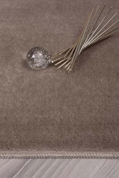 Dekoratif Puffy Peluş Yumuşak Yıkanabilir Kaymaz Taban Kesme Halı Yolluk Vizon - 6