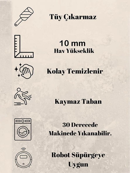 Dekoratif Puffy Peluş Yumuşak Yıkanabilir Kaymaz Taban Kesme Halı Yolluk Vizon - 8