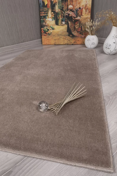 Dekoratif Puffy Peluş Yumuşak Yıkanabilir Kaymaz Taban Kesme Halı Yolluk Vizon