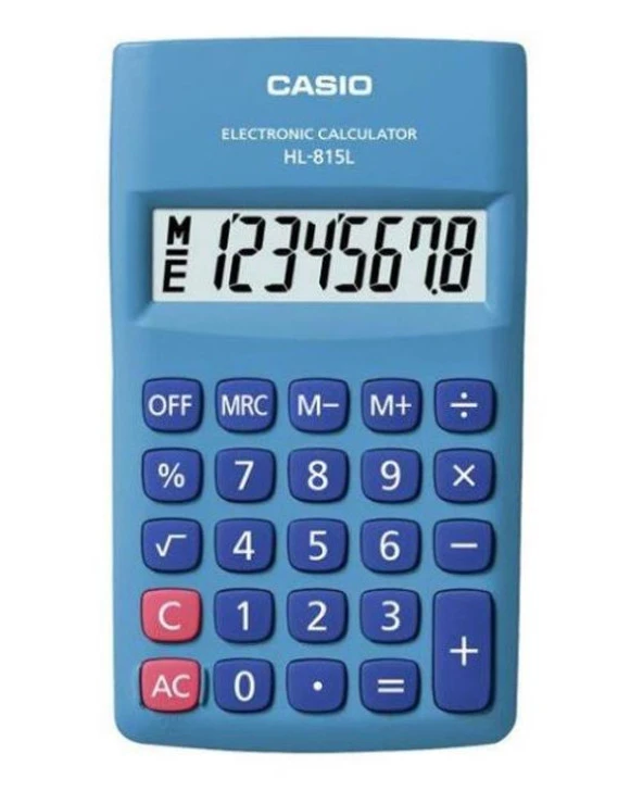 Casio Mavi Cep Tipi Hesap Makinesi 8 Hane HL-815L-BU