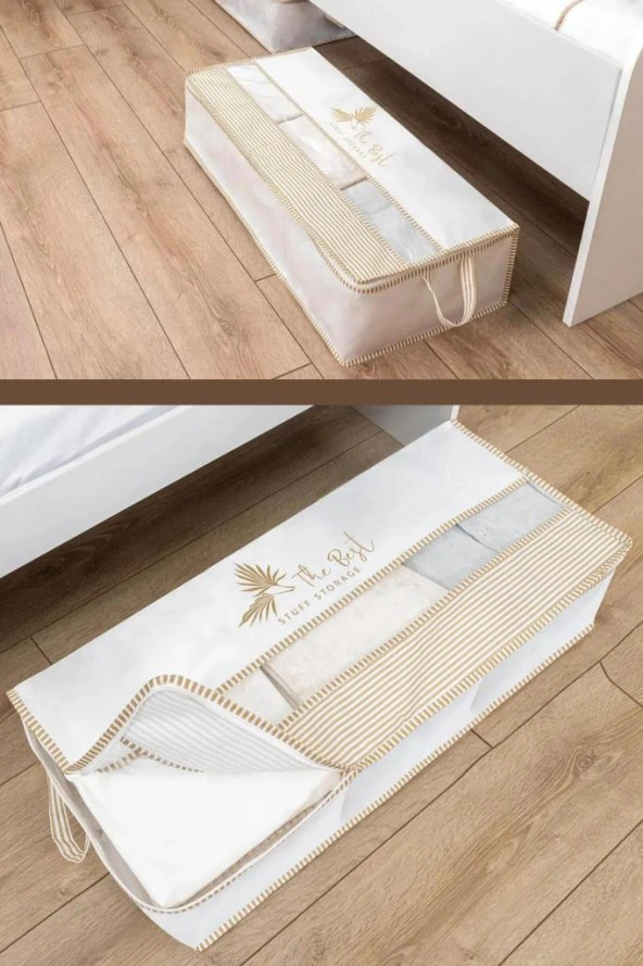 Flosoft 2 Adet Pencereli Baza Hurç, Baza Altı Dolap İçi 3 Bölmeli Düzenleyici Saklama Hurç 2’li Set - 2