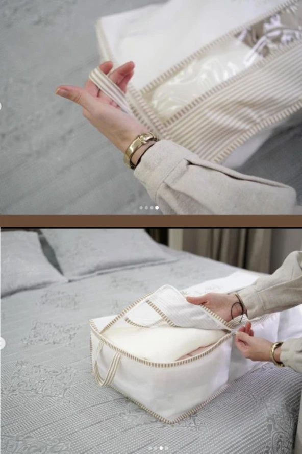 Flosoft 2 Adet Pencereli Baza Hurç, Baza Altı Dolap İçi 3 Bölmeli Düzenleyici Saklama Hurç 2’li Set - 4