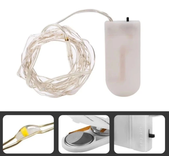 Peri Led Işık|ince Pil Yataklı Kendinden Pilli 3 Metre Gün Işığı Tel Şerit Led Dekoratif Aydınlatma - 4