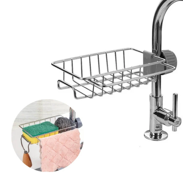 Sunup Ayarlanabilir Kurulum İstemeyen Mutfak Ve Banyo Organizer Tek Kat Demir Raf Paslanmaz Çelik - 1