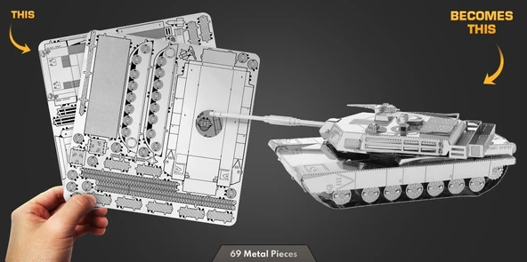DIY 3D Metal Puzzle Bulmaca ABD M1 Abrams Tank Hediyelik Maket - 4