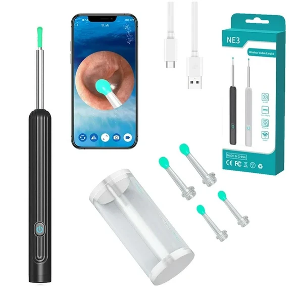 Powermaster Endoskop Kameralı Kulak Temizleme Cihazı Aleti Android İos Uyumlu HD Görüntü Kalitesi Yedek Başlık - 5