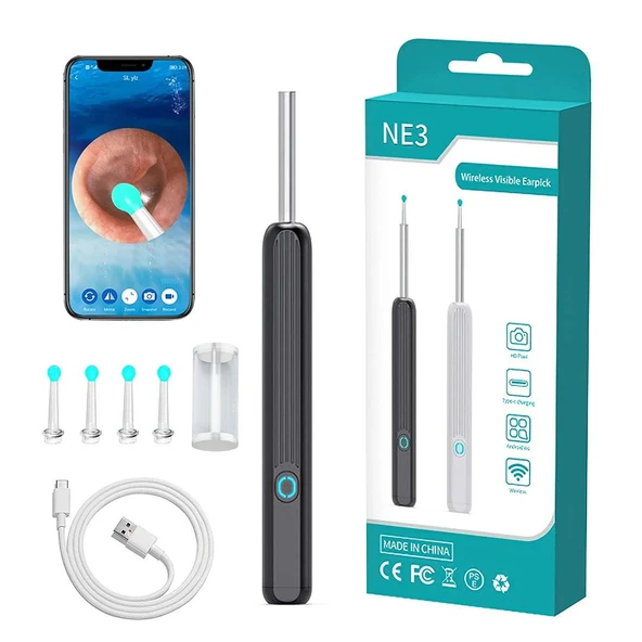 Powermaster Endoskop Kameralı Kulak Temizleme Cihazı Aleti Android İos Uyumlu HD Görüntü Kalitesi Yedek Başlık - 4