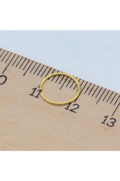 925 Ayar Gümüş Hızma Gold Renk Düz Halka Model - 2