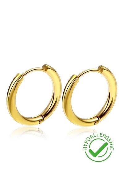 316l Paslanmaz Kararmaz Cerrahi Çelik 10mm Unisex Halka Küpe (GOLD RENK)