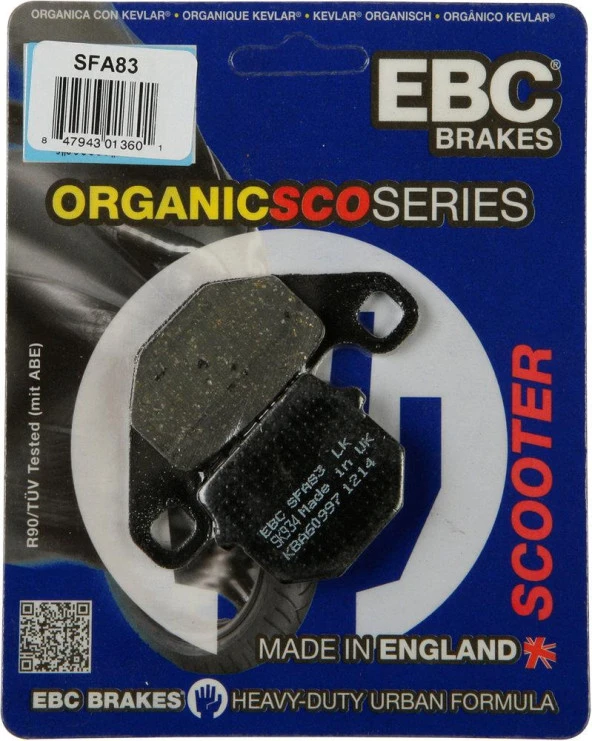 Ebc Sfa083 2010-2022 Peugeot Kisbee 50 Uyumlu Ön Fren Balatası Organik Balata