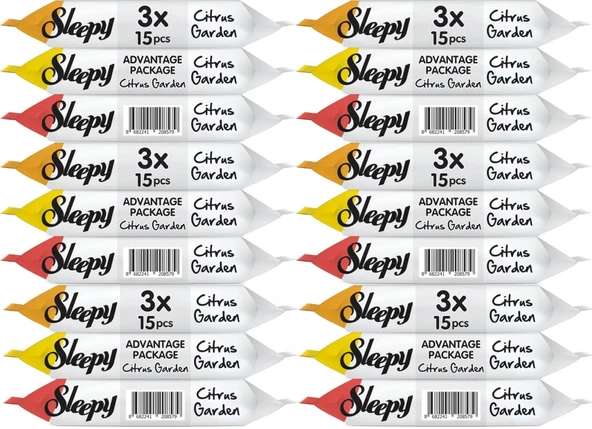 Sleepy Islak Havlu Cep Mendil 15 Yaprak (18 Li Set) Narenciye Bahçesi/Citrus (6PK*3) 270 Yaprak