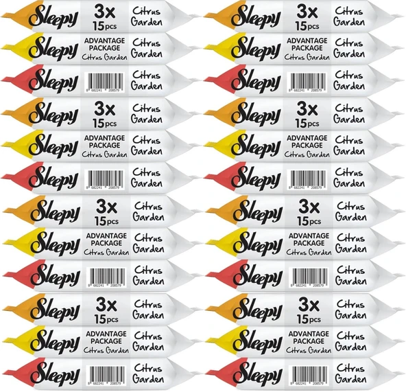 Sleepy Islak Havlu Cep Mendil 15 Yaprak (24 Lü Set) Narenciye Bahçesi/Citrus (8PK*3) 360 Yaprak