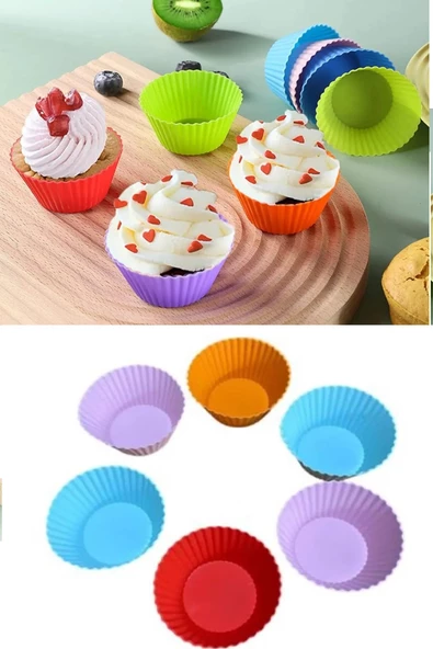 RELATOS 6 Adet Yıkanabilir Mini Tırtıklı Muffin Kalıbı- Ribanalı Kek-Cupcake- Renkli Hamur Işi Kabı