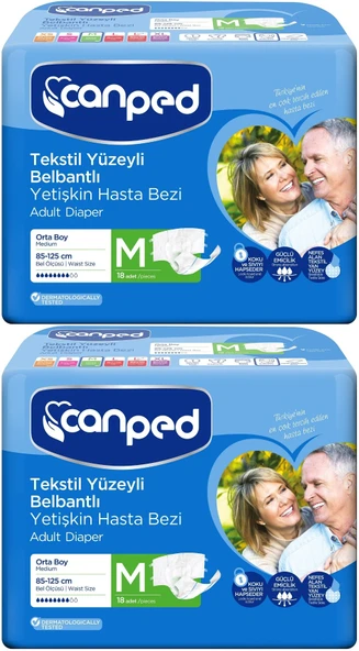 Canped Hasta Bezi Yetişkin Bel Bantlı Tekstil Yüzey M - Orta - Medium 36 (2PK*18) ürün görseli 1
