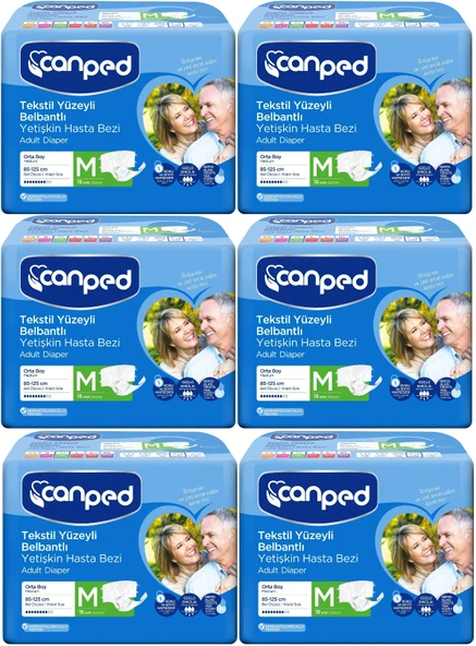 Canped Hasta Bezi Yetişkin Bel Bantlı Tekstil Yüzey M - Orta - Medium 108 (6PK*18) ürün görseli 1