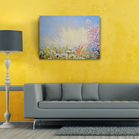 Papatya Tarlası Yağlıboya Kanvas Tablo 50 x 70 - Resim 2