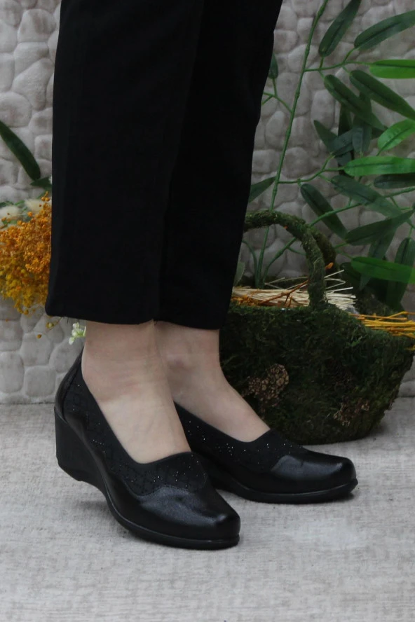 Fort Nfx 42011 Siyah Hafif Rahat Dolgu Taban Şık Kadın Günlük Ayakkabı - Resim 2