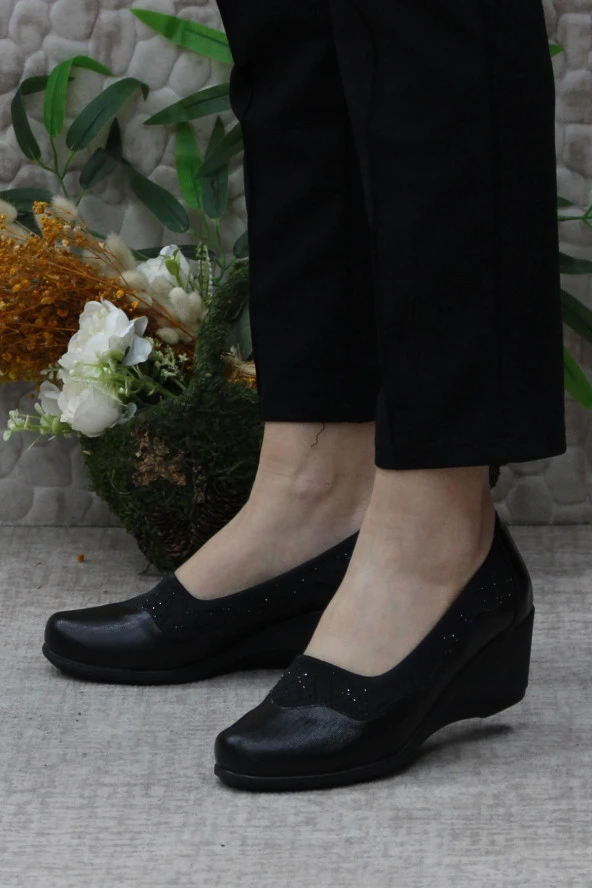 Fort Nfx 42011 Siyah Hafif Rahat Dolgu Taban Şık Kadın Günlük Ayakkabı - Resim 3