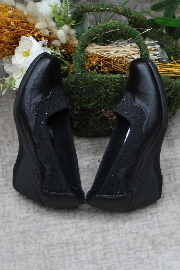 Fort Nfx 42011 Siyah Hafif Rahat Dolgu Taban Şık Kadın Günlük Ayakkabı - Resim 6