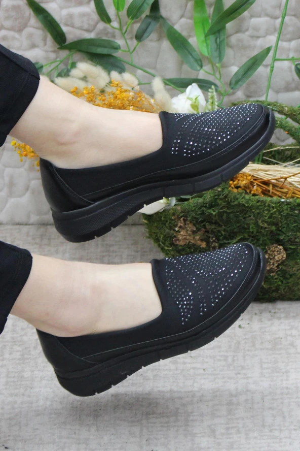 Fort Gnd 1964 Siyah Hafif Rahat Esnek Taban Şık Kadın Günlük Ayakkabı - Resim 5